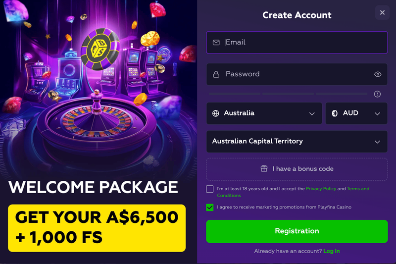 Playfina login and registration in Australia